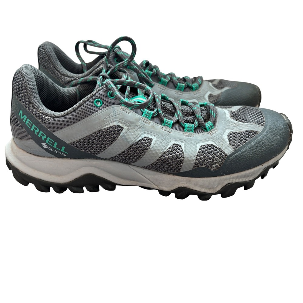 Merrell Fiery Gore-Tex Hiking Shoes Womens 9 Monument Grey Teal J99682